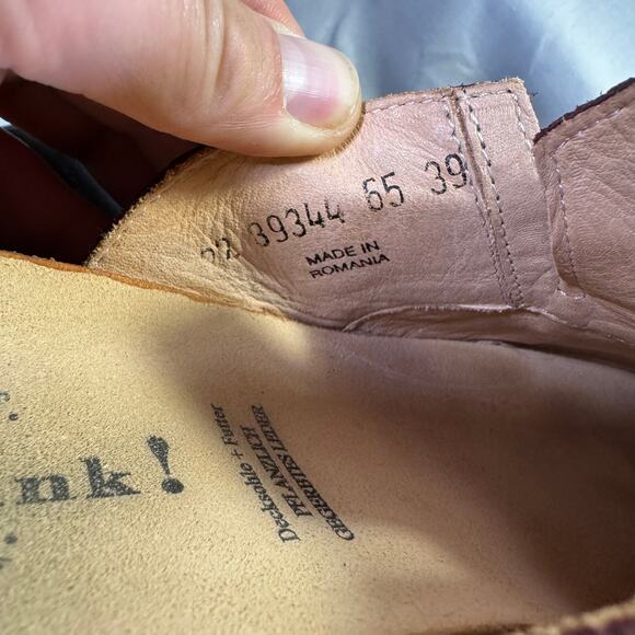 Think! Leather Clogs Maroon/Gold Women's EU 39/ 8.5 US - Picture 8 of 8